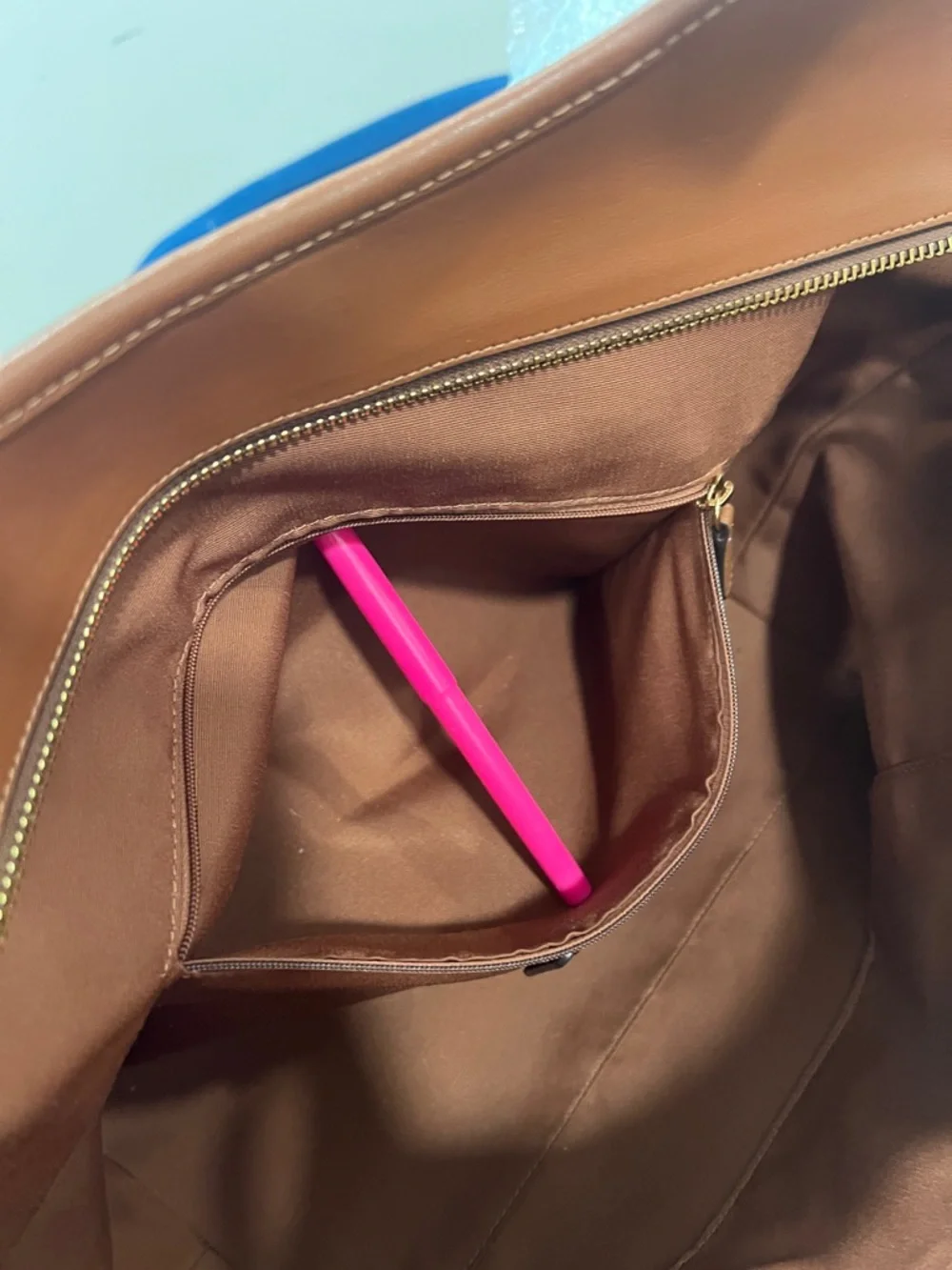 Coach Chestnut Brown Leather Suede Tote - Picture 13 of 14